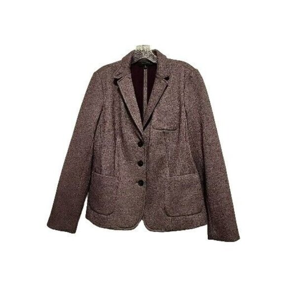TALBOTS Wool Blend Purple Gray Heather Blazer Jacket Size 12 NWOT - Picture 1 of 9